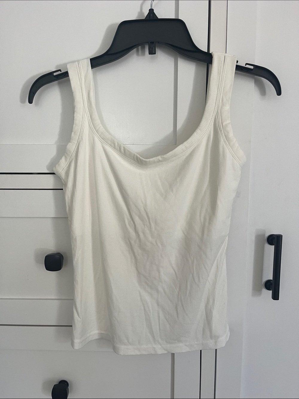 Classic White and Black Ribbed Tank Tops - Women